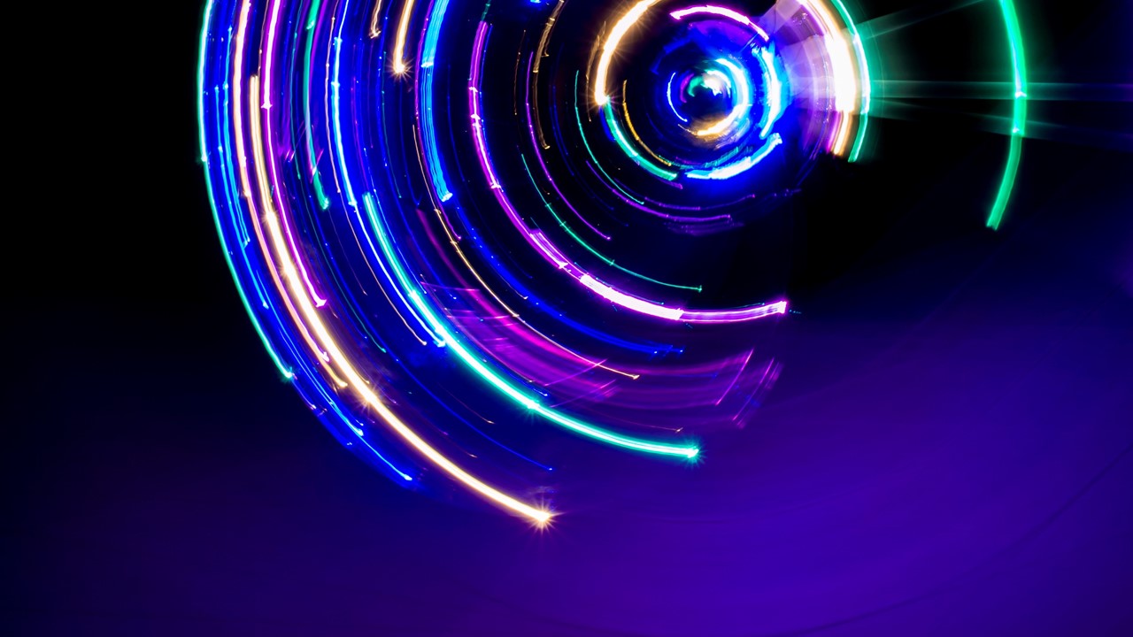 Circular motion colorful led lights long exposure