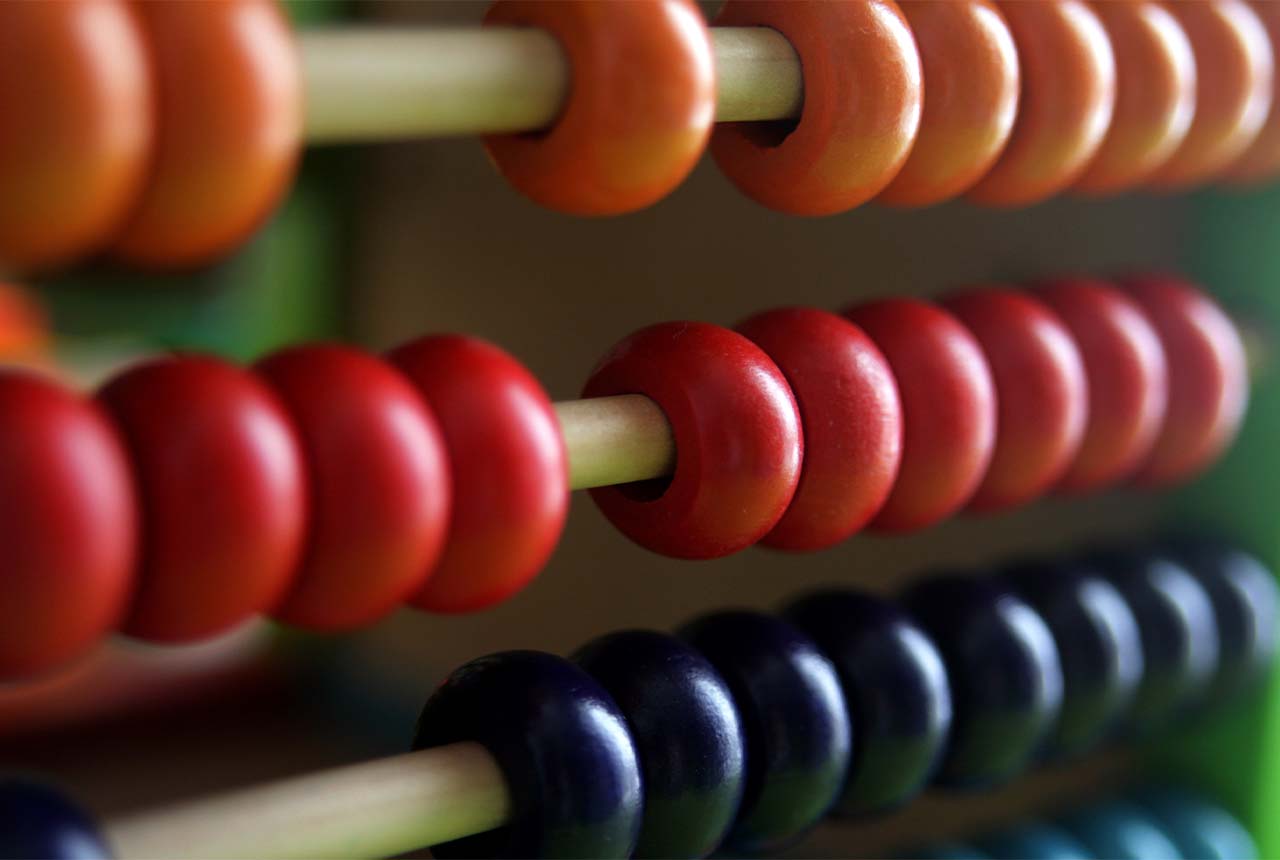 Wooden Abacus, Orange, Red, Purple