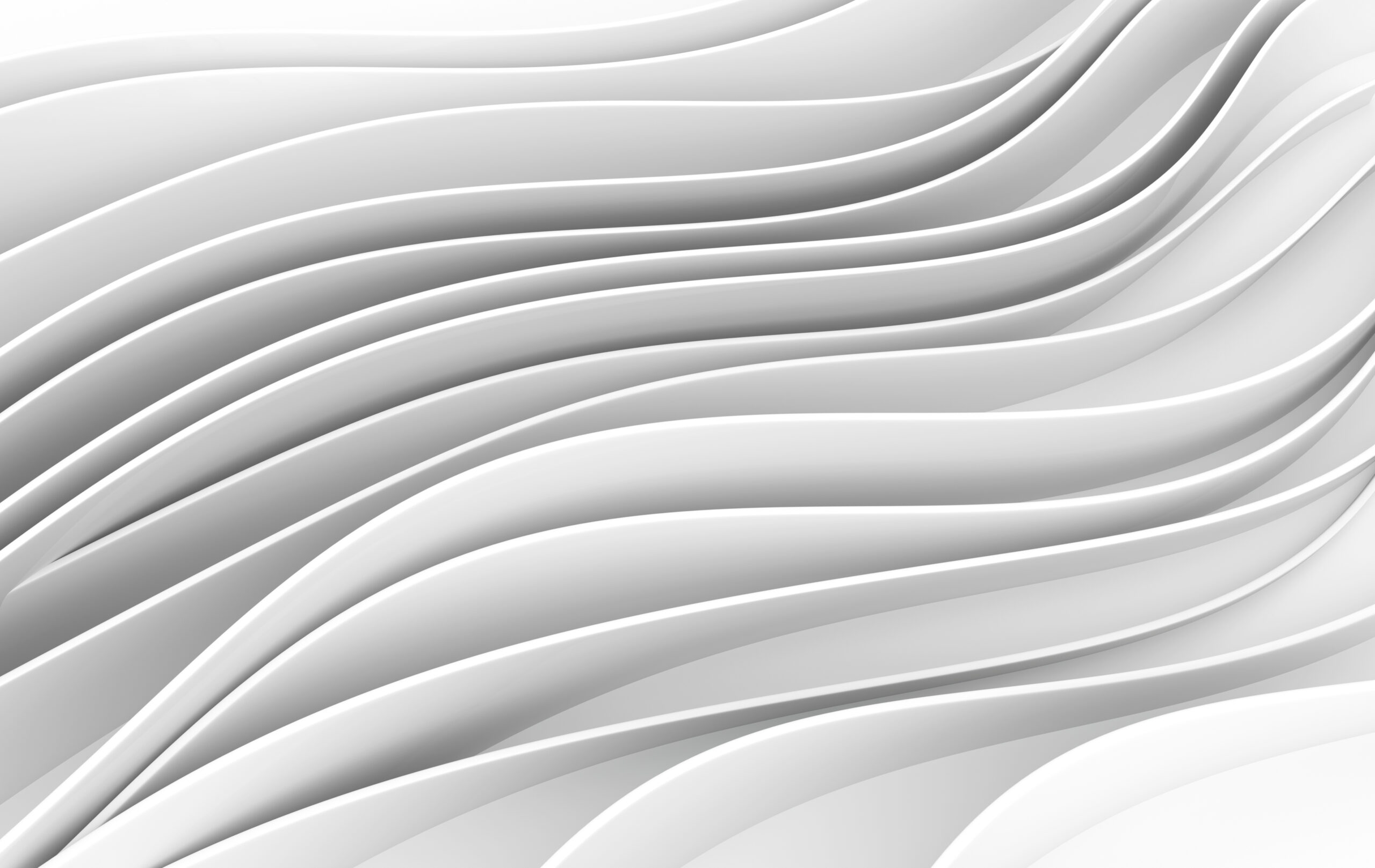 Abstract white waves 3d rendering. Modern minimal design