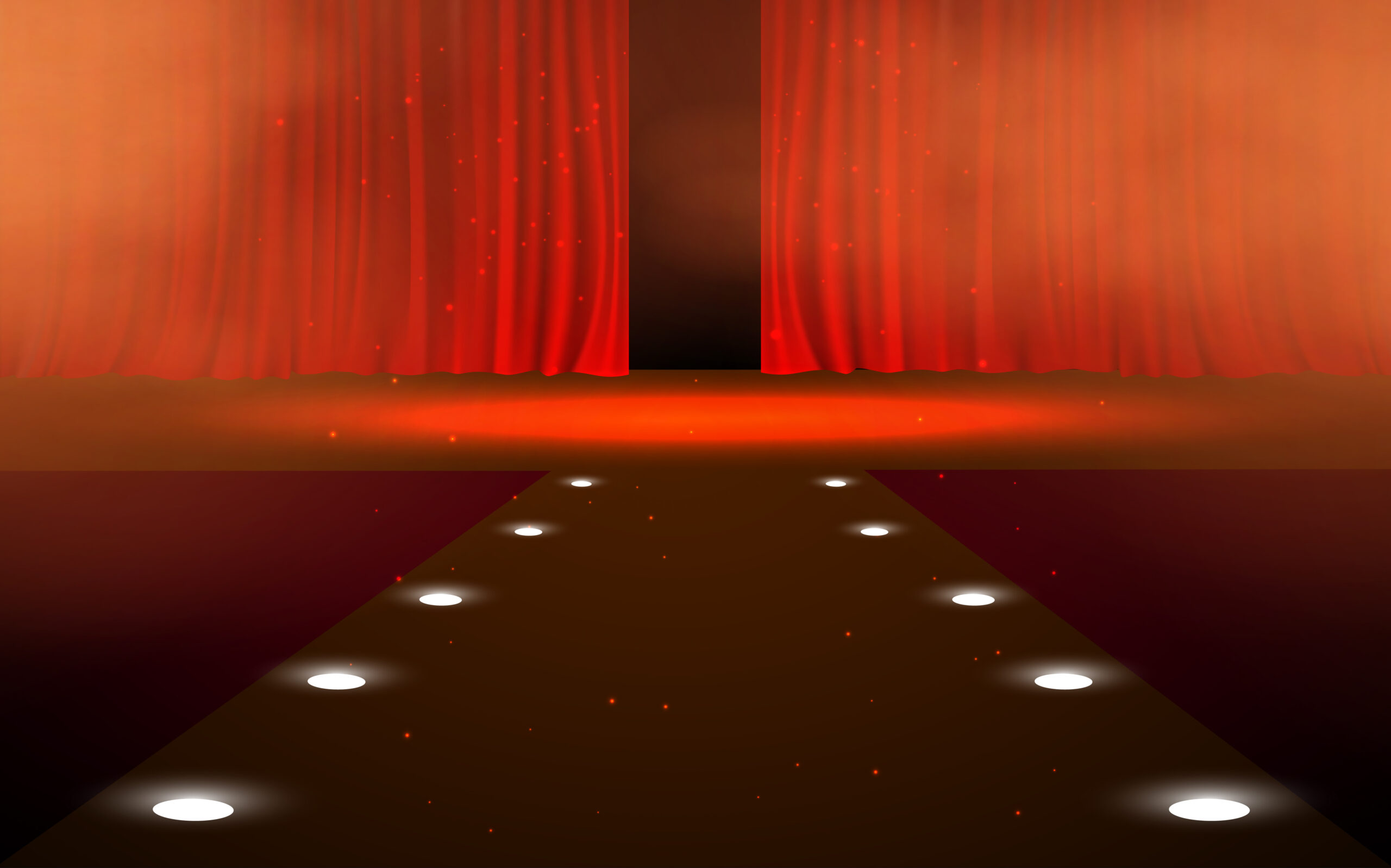 Red curtain with spotlight on the stage