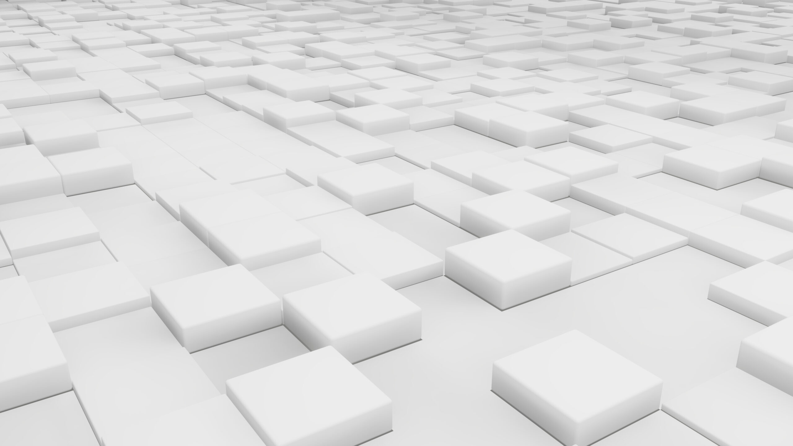 Abstract mosaic of white solid colors tiled cube shape on top view.