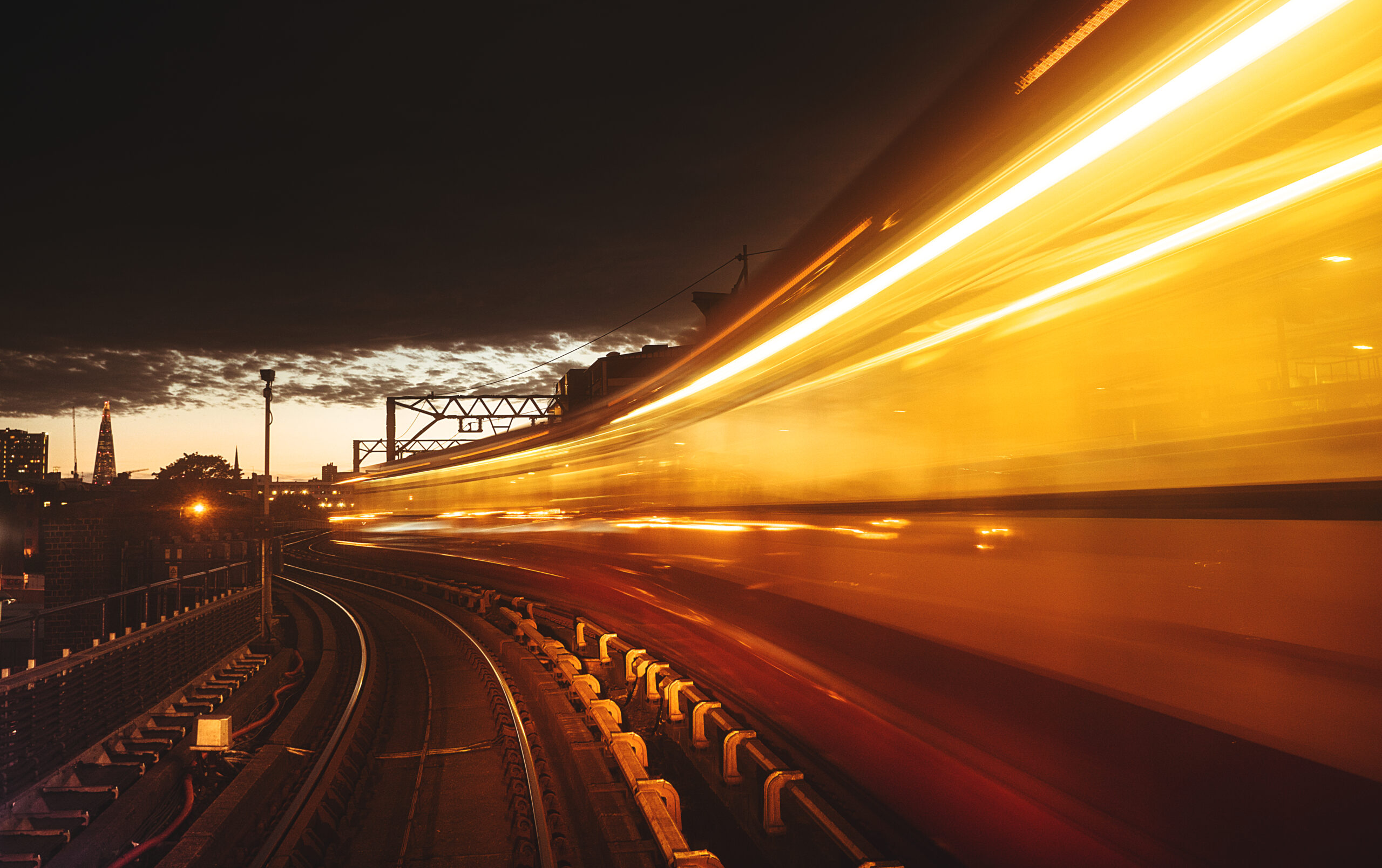 station with fast contemporary train in London