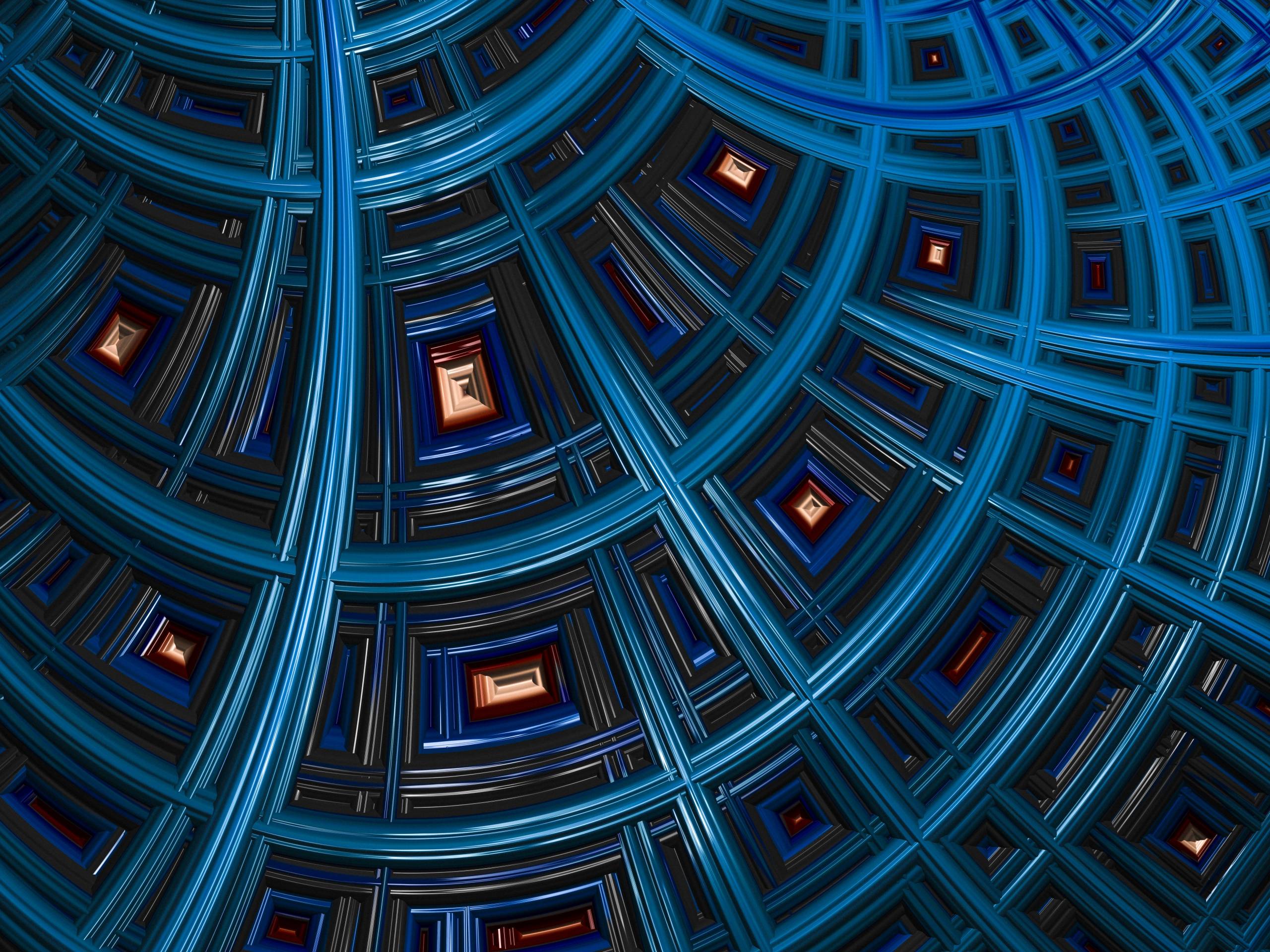 High resolution blue architectural fractal background.