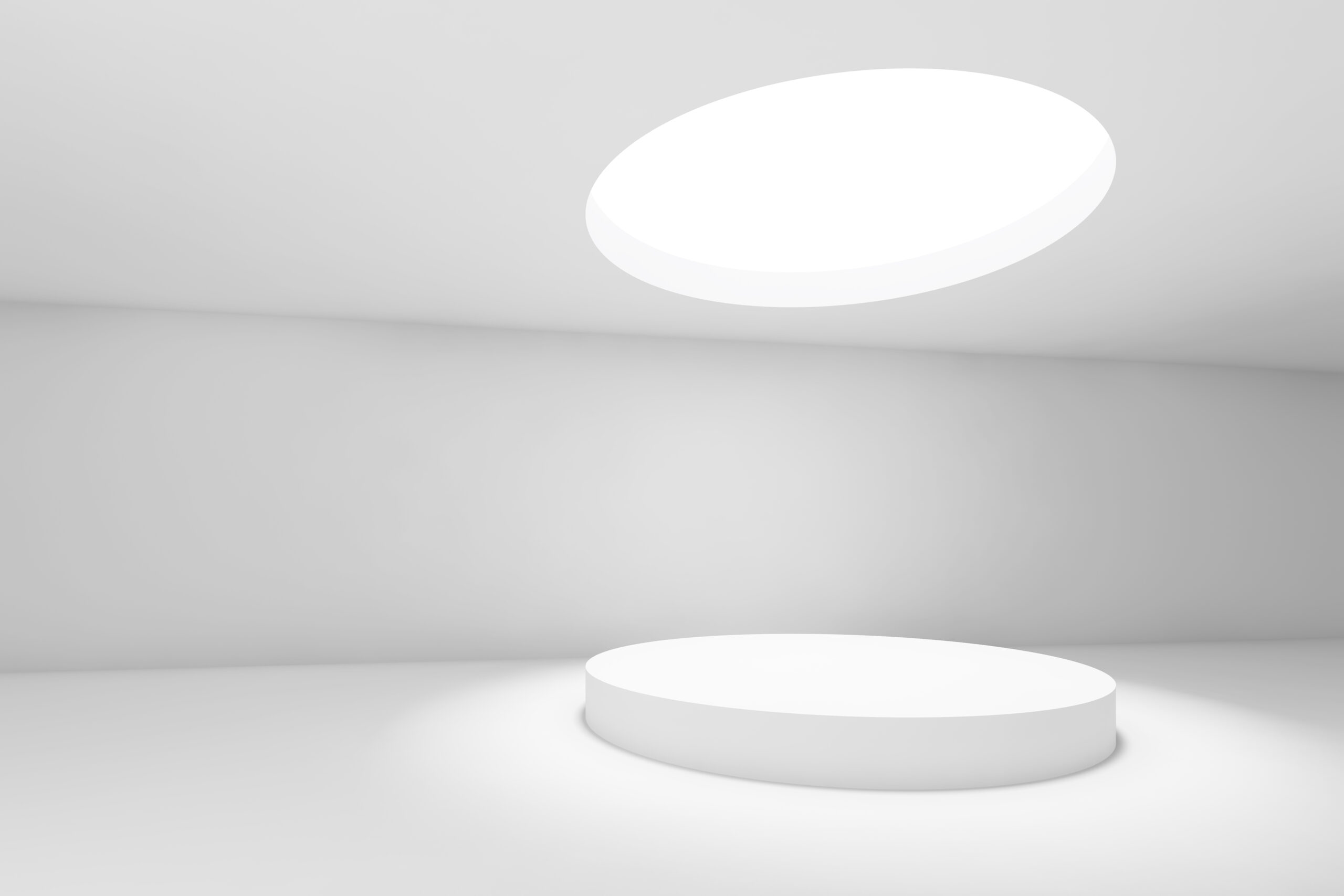 Blank 3d showroom with round ceiling light