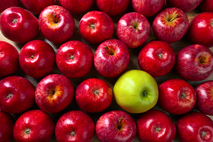 ripe juicy apples and one granny smith