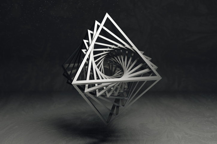 hovering Geometrical art concept