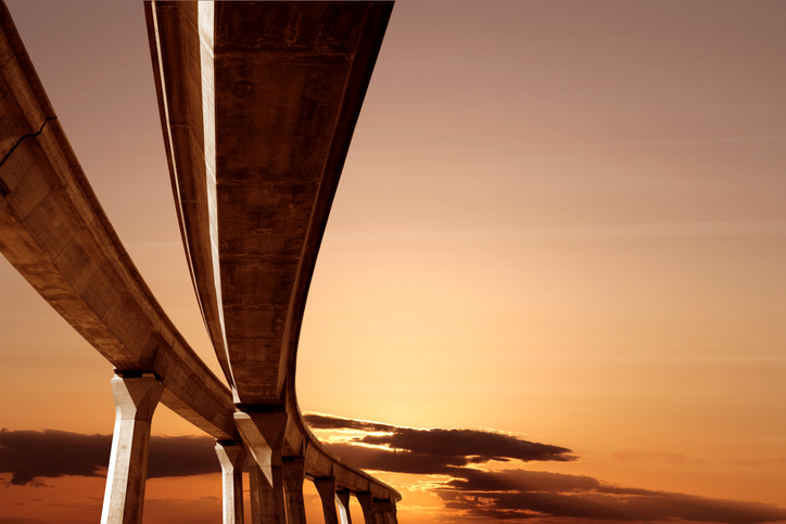 XXL elevated roadway at sunset