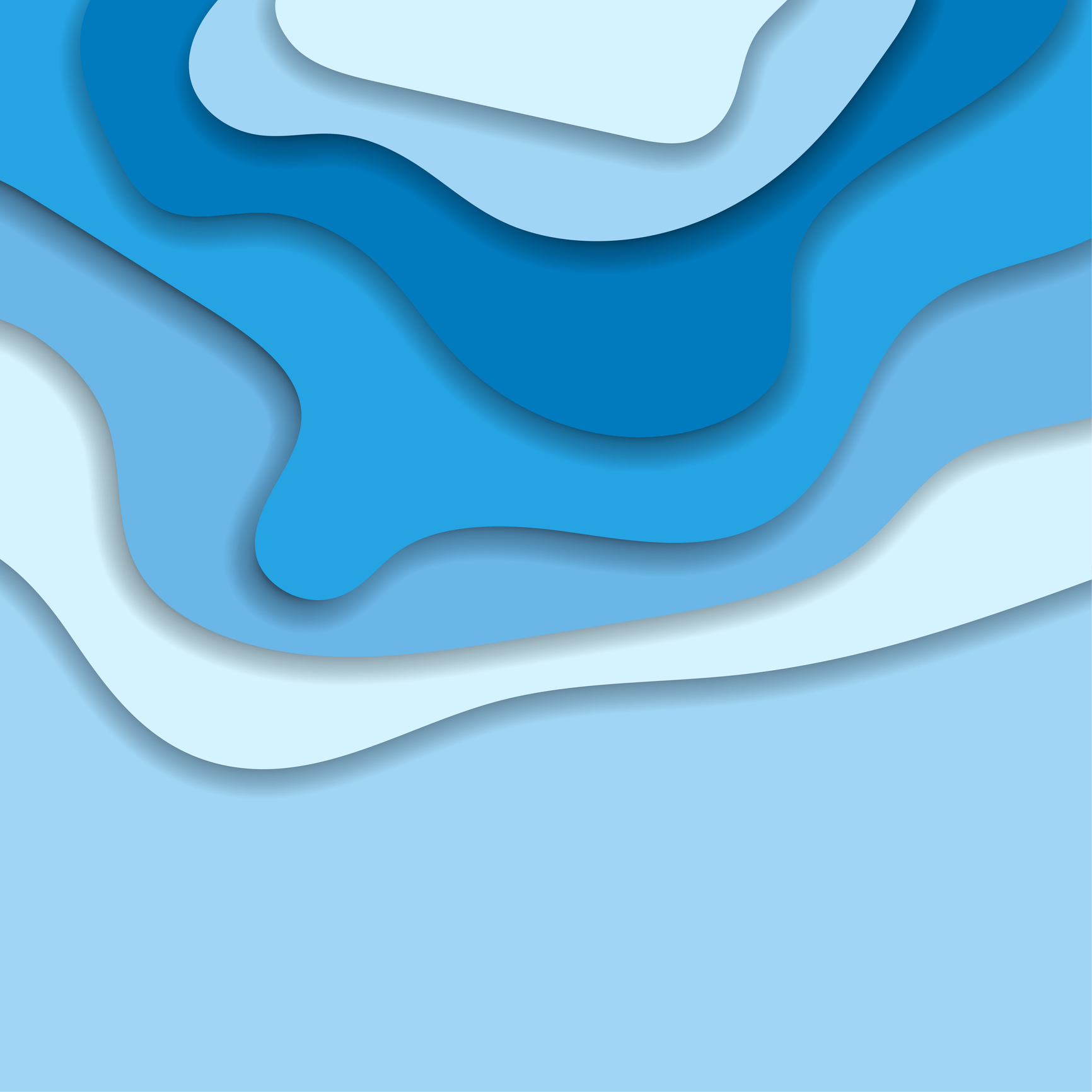 Abstract blue 3D paper cut background. Abstract wave shapes. Vector format