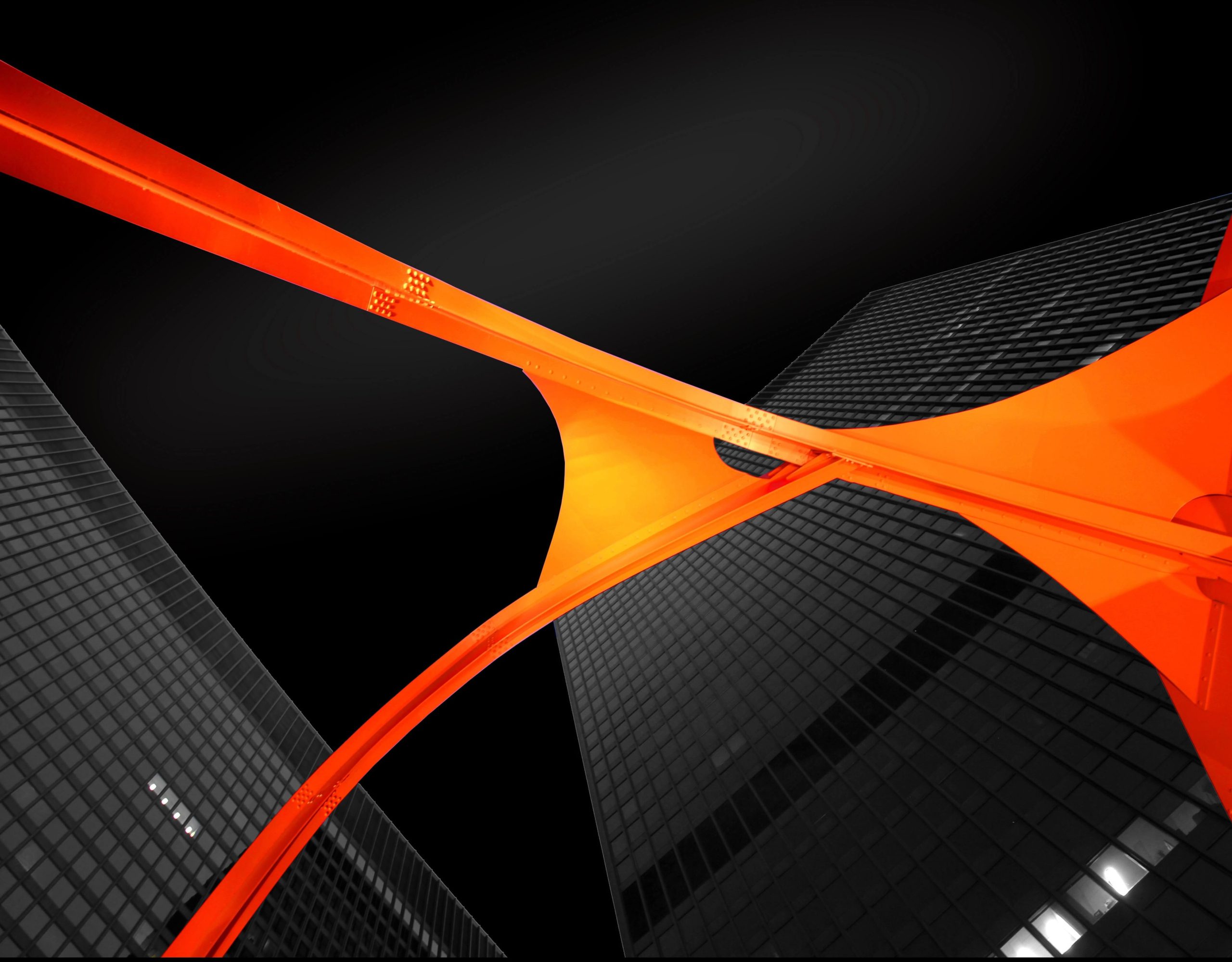 City architecture with orange beams